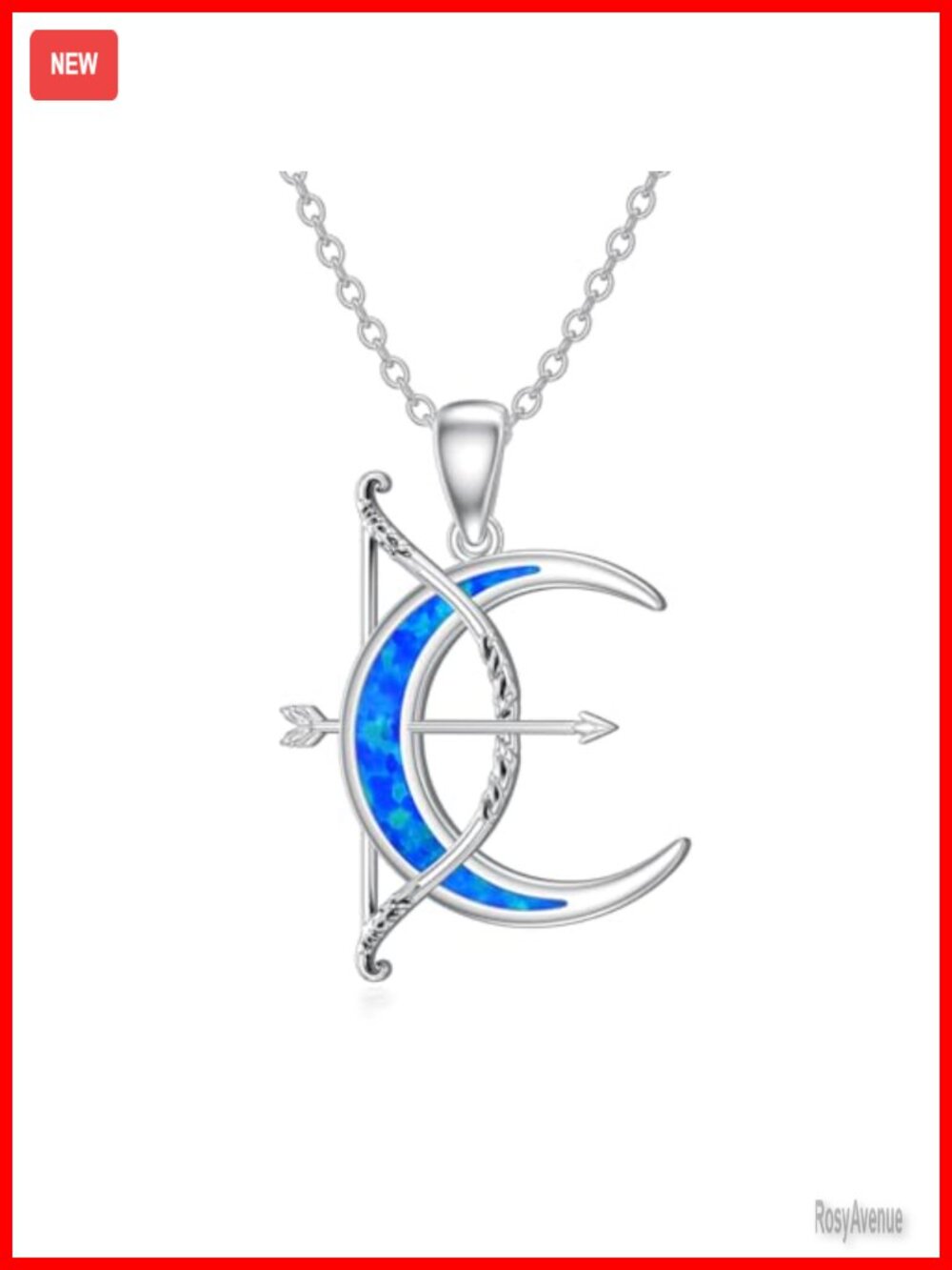 Artemis Necklace 925 Sterling Silver Simulated Blue Opal Greek Goddess Pendant